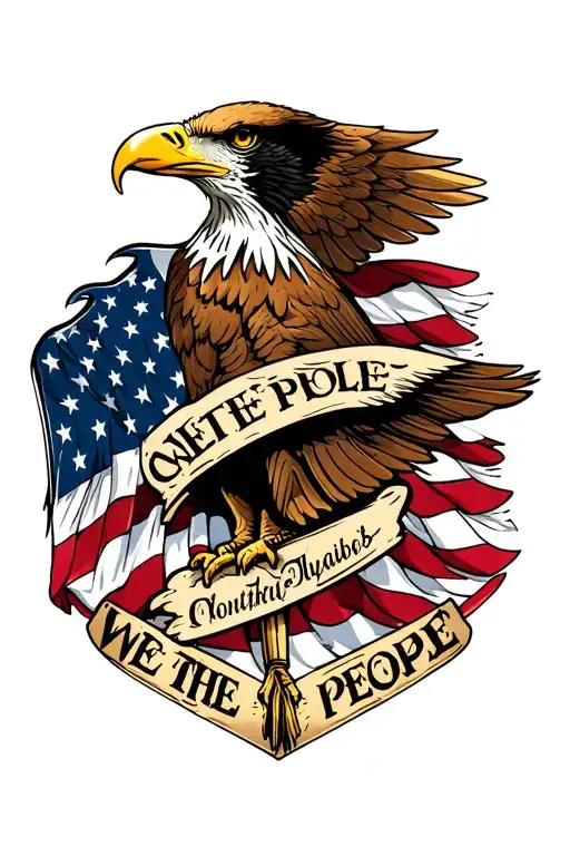 We The People With Flag And Eagle Wings