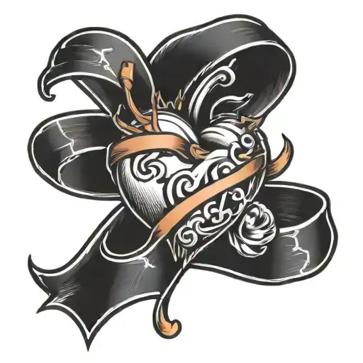 Heart With A Cancer Ribbon Wrapped