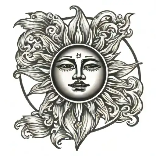 Sun With Face Circle Shape