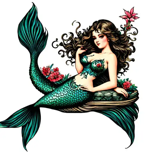 Mermaid Girl Lounging