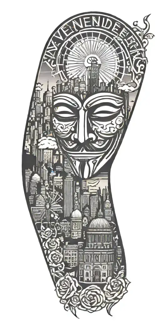 V For Vendetta With City Skyline In The Background