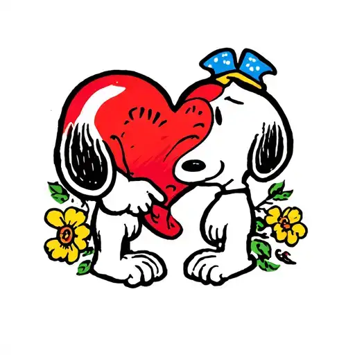 Snoopy Holding Half A Heart