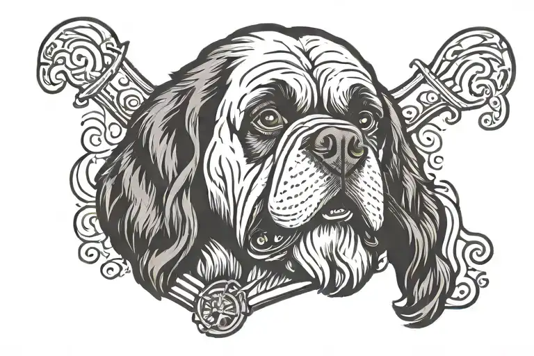 Cartoon Tattoo Artist Character With St Bernard Head For A Tattoo Shop Logo