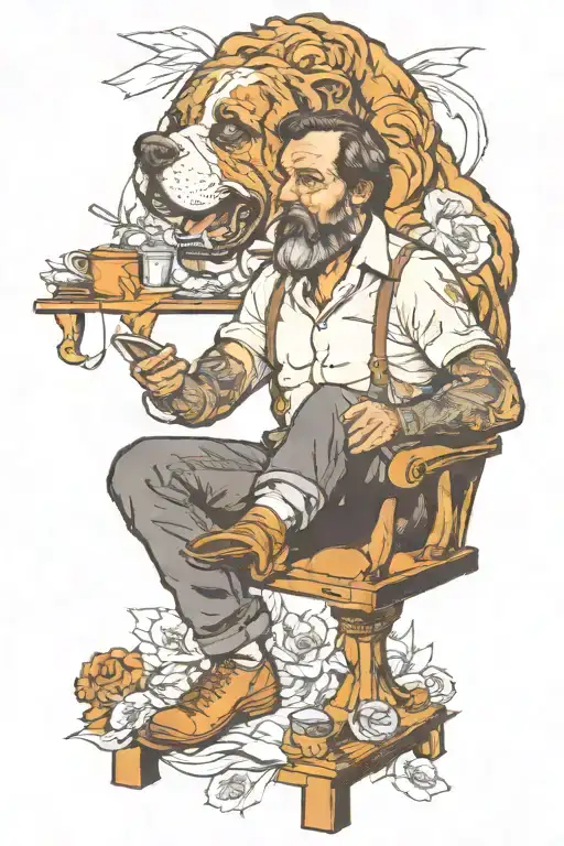 Artist Creating A Masterpiece With St Bernard Head