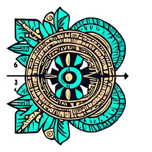 Hunab Ku Symbol With Elements Of Mayan Culture As A Side Dish