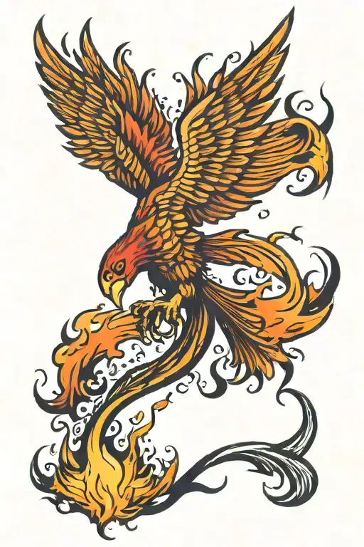 Phoenix Rising From Ashes Flying