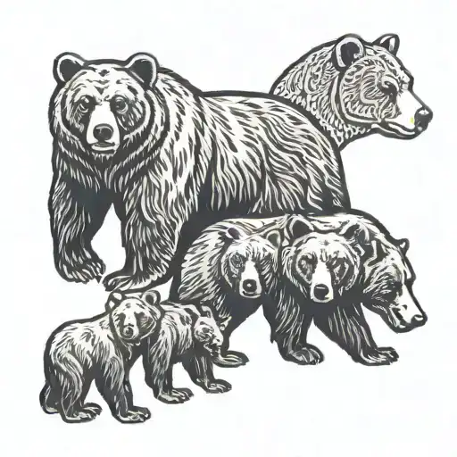 Bear And Cubs Face Only