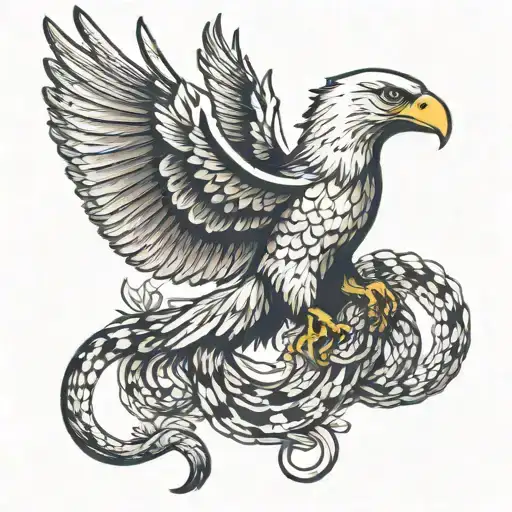 American Eagle Fighting Snake