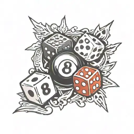 8Ball And Dice With A Graffiti Wall