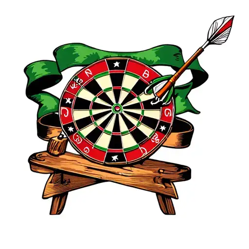 Dart Table With Green Ribbon And Dart