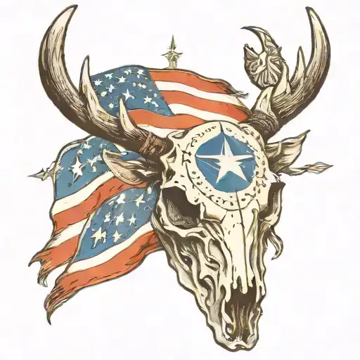 Deer Skull And American Flag Incorporated