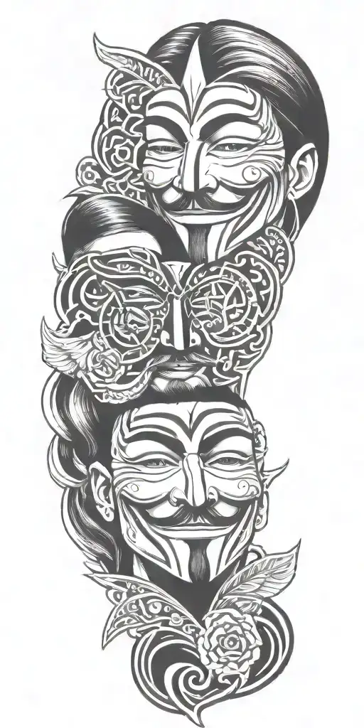 V For Vendetta Portrait With Tribal