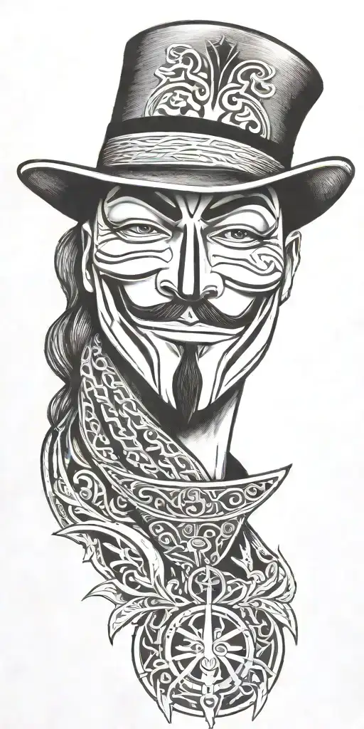 V For Vendetta Portrait With Tribal