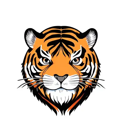 A Traditional Korean Drawing Of A Tiger And A Otter