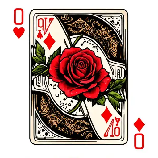 2 And 7 Poker Cards With Rose Intertwined