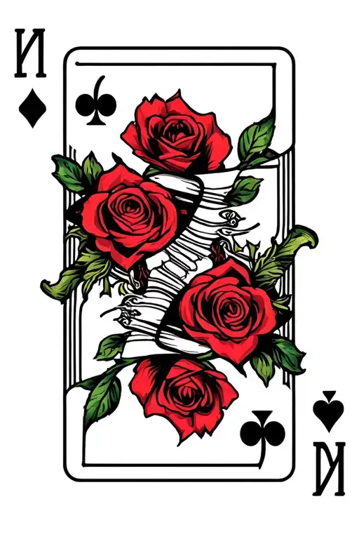2 And 7 Poker Cards With Rose Intertwined