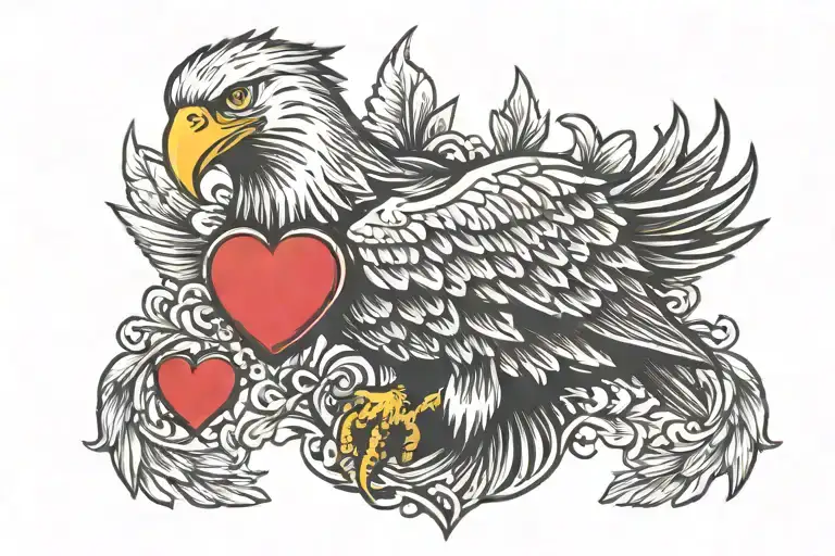 Eagle With Heart In Claw Holding