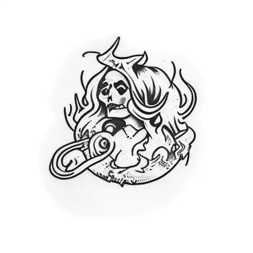 A Sleep Token Band Logo With A Witch And Darkness Elements