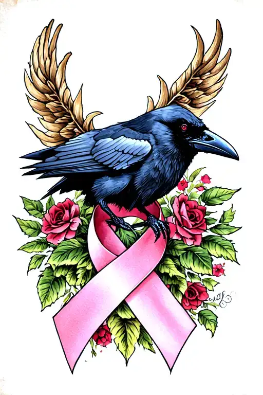 Raven And Cancer Ribbon