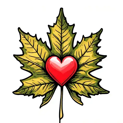 Maple Leaf With Heart Surround Kind Of Be Flying