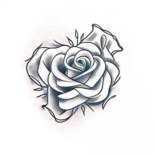 A Traditional-style Rose Intertwined With A Ribbon That Forms The Shape Of A Heart