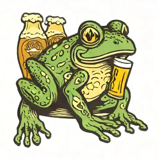 Frog With Beer Bottle