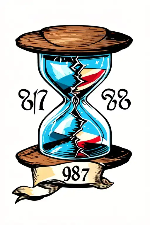 Hour Glass Broken With Numbers 987