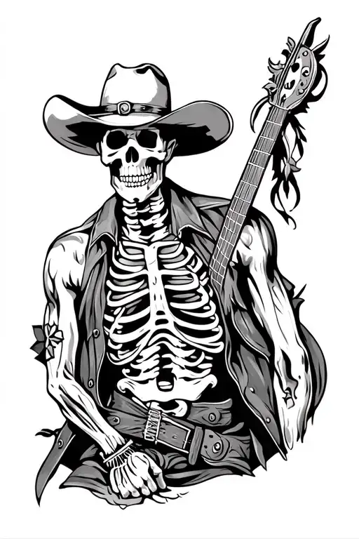 Black And White Skeletal Cowboy