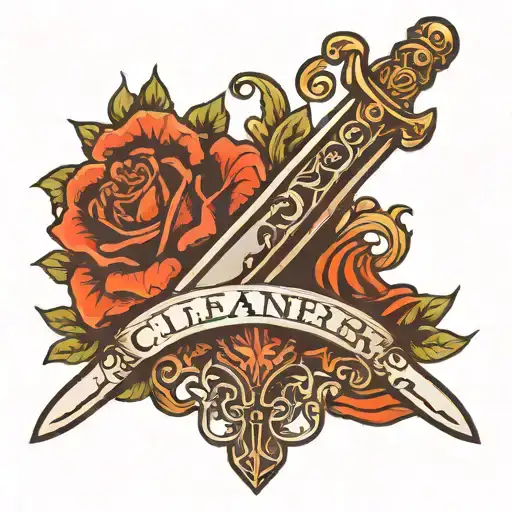 Horizontal Sword With Word Cleaner On It In A Sleek Font