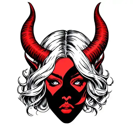 Devil Inside Woman Head With Black Air Old School