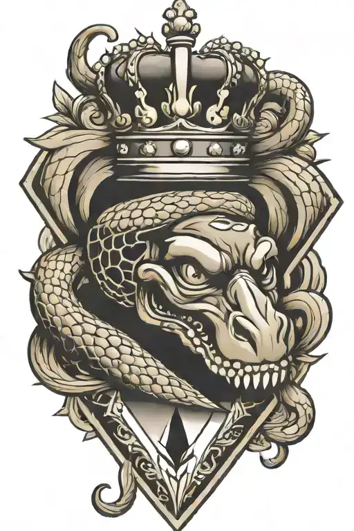 Snake Wrapping Around A Diamond With A Crown