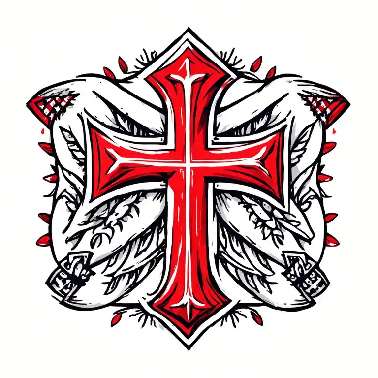 Jerusalem Cross With Red Accents