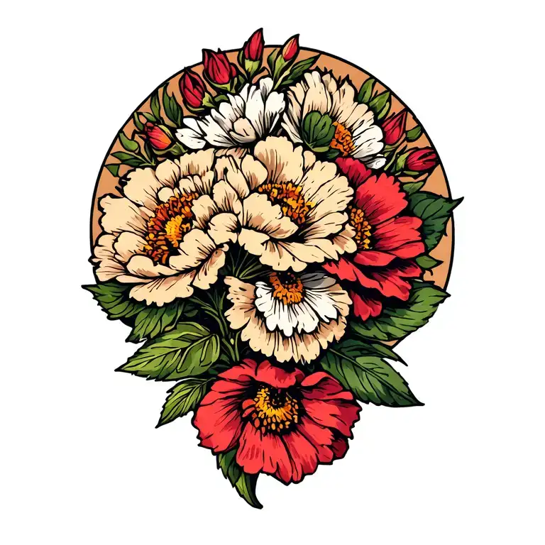 Male Tattoo Of Flowers