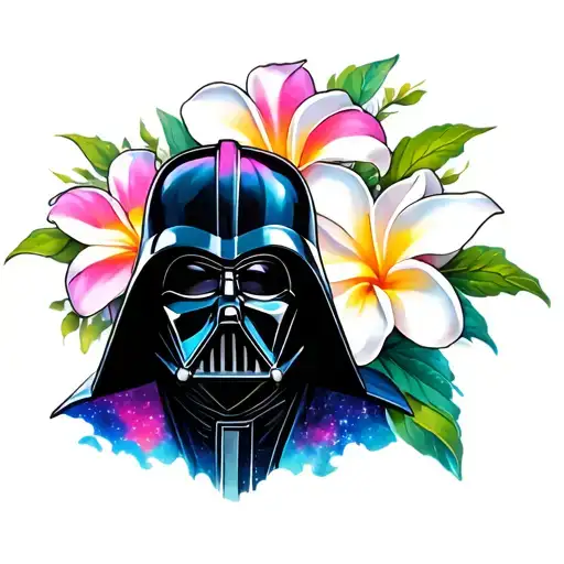 Darth Vader Galaxy Background White Plumerias