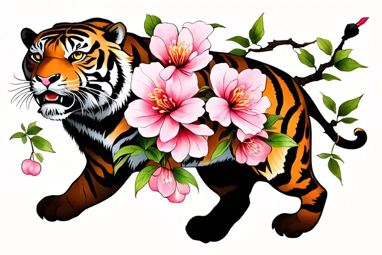 Moon Cherry Blossom Tiger