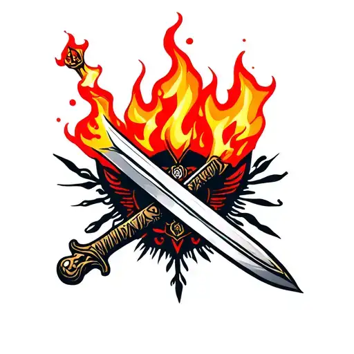 Spiritual Sacred Rebel With A Sword On Fire