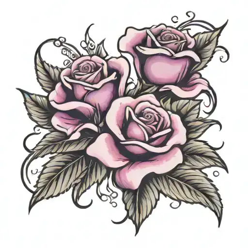 Pink Rose And Purple Lilie