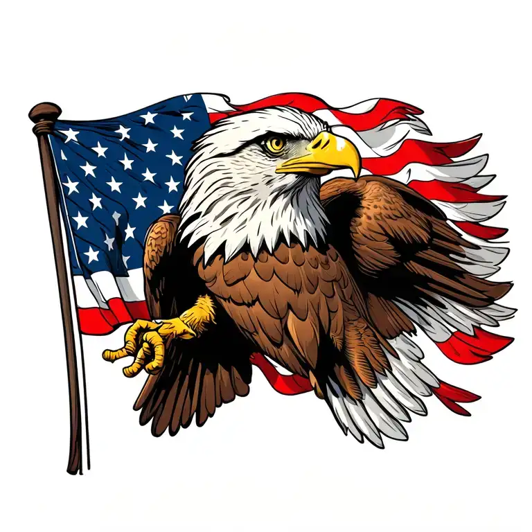 Eagle Holding Flag Intertwined