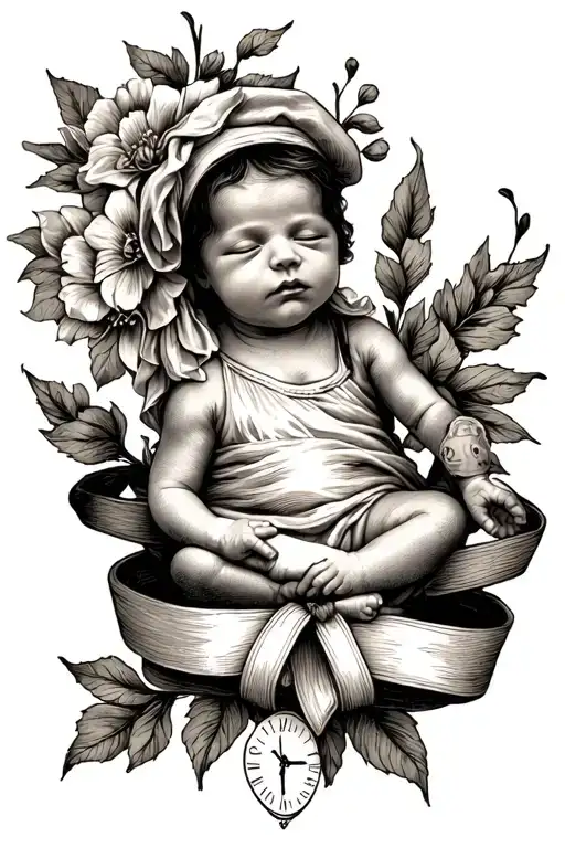 Newborn Time And Date Also Ribbon Wrapped