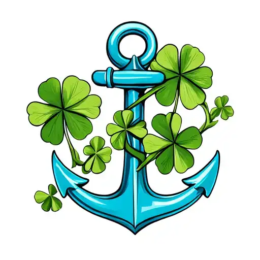 Light Blue Anchor With Four Leaf Clover