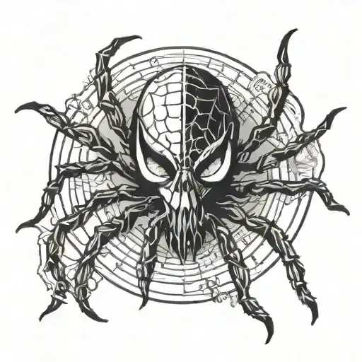 Spider Instead Of A Body Which Has A Human Head Black And White