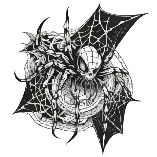 Spider With Human Head Instead Of Body Black And White