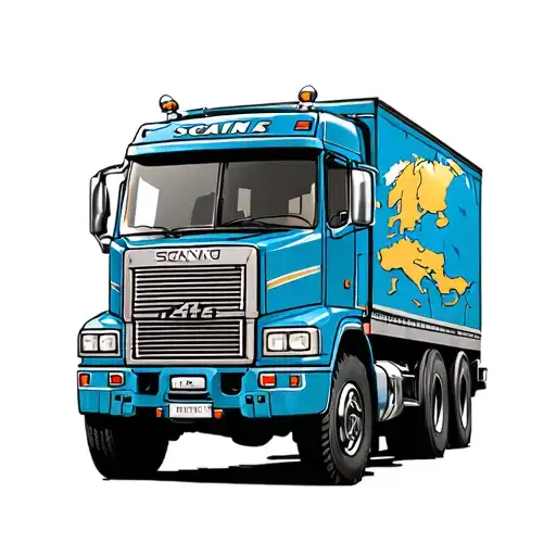Scania 142 Tractor Unit With Europe Map Globe