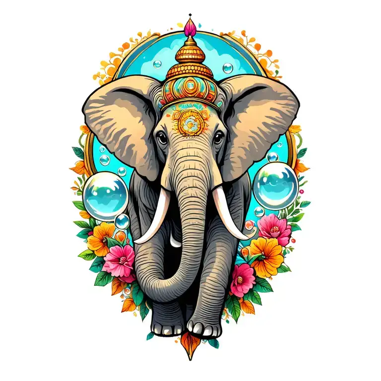 Elephant And Bubbles Containing Family