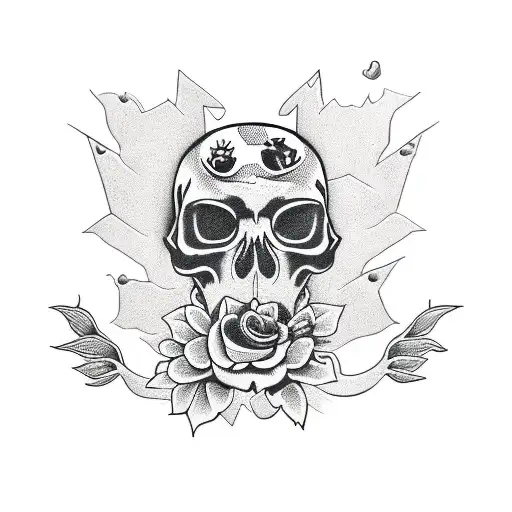 Snake And Skull With Flowers