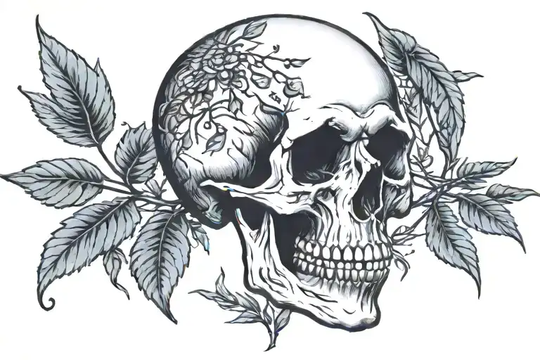 Skull With Plant Branches