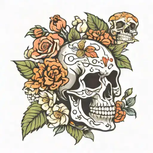 Skull With Flowers