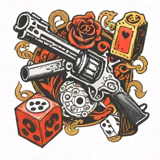One Revolver And Dice Rolling