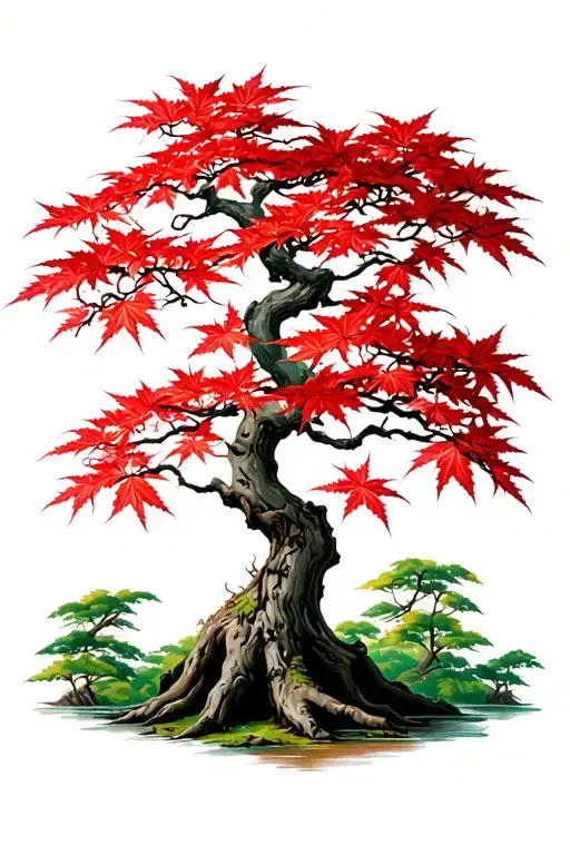Japanese Maple Tree With Green Leaves