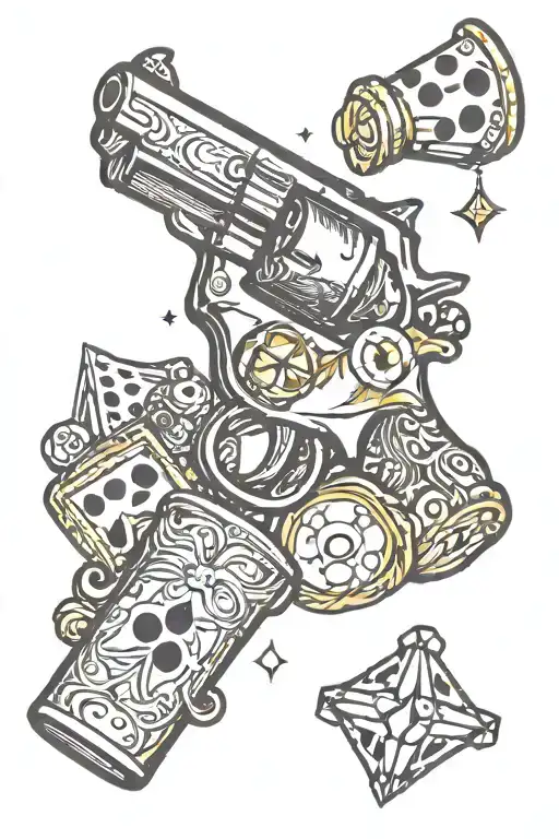 One Revolver With Dice